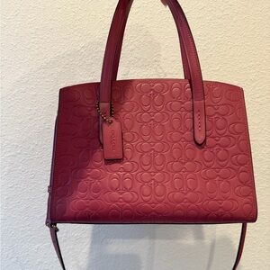 Coach Fuchsia Embossed Leather Tote